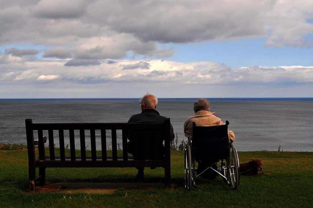 Old Disability Couple Travelling